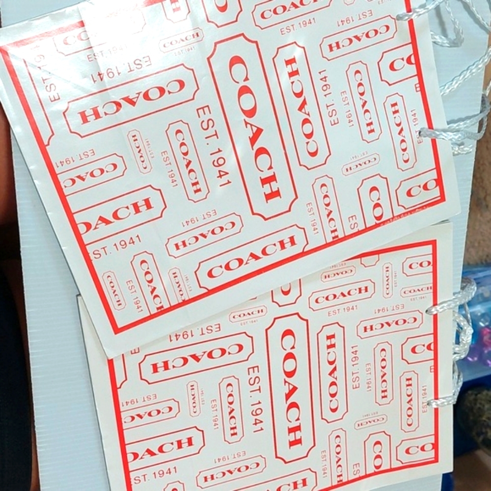 Coach 2 Gift Bags .Red And White  New Condition.